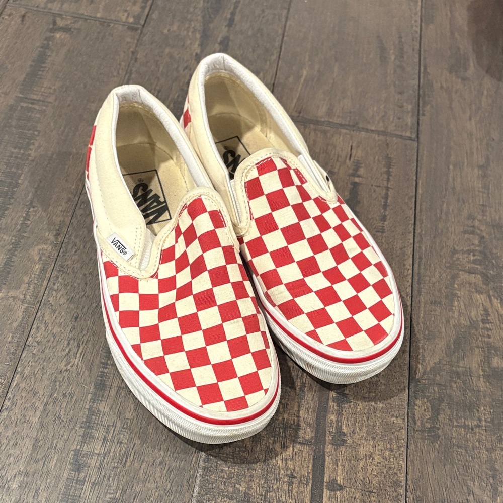 Vans Red Checkered Slip-On Shoes Size 6.5 W | 5 M